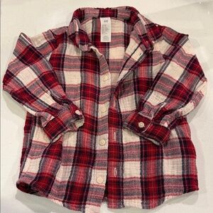 H&M Kids Red and White Plaid Button Down Shirt